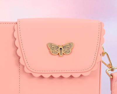Gold moth purse charm