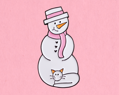 Snowman cat lady enamel lapel pin