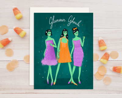 Glamour Ghouls greeting card