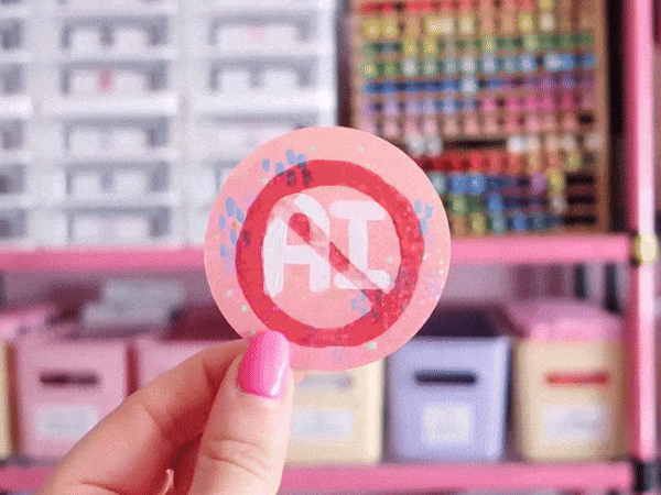 Hand painted anti-AI sticker
