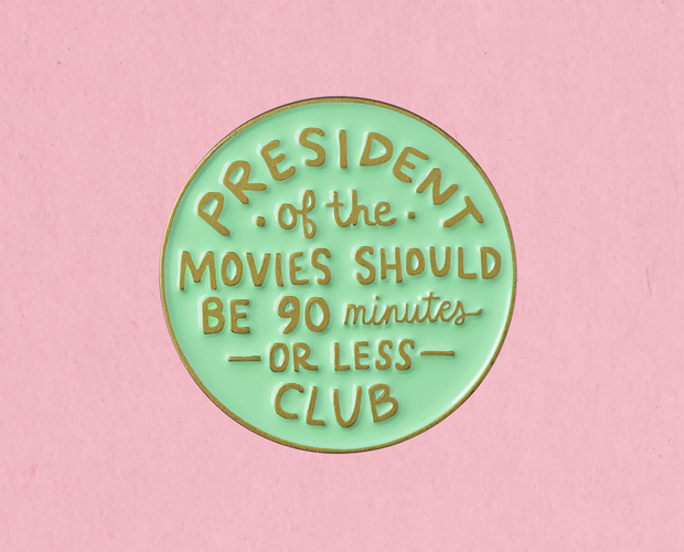 90 Minute Movies enamel lapel pin