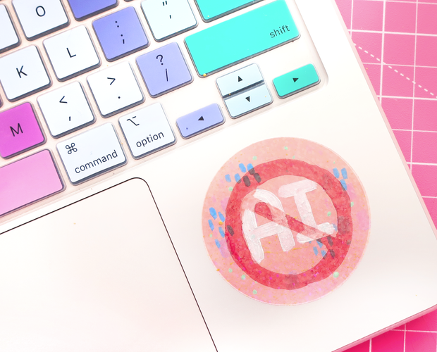 Hand painted anti-AI sticker