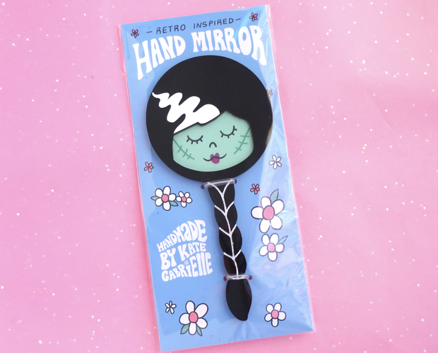 Retro inspired Bride of Frankenstein hand mirror