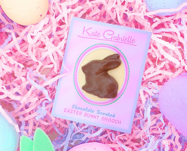 Chocolate easter bunny brooch