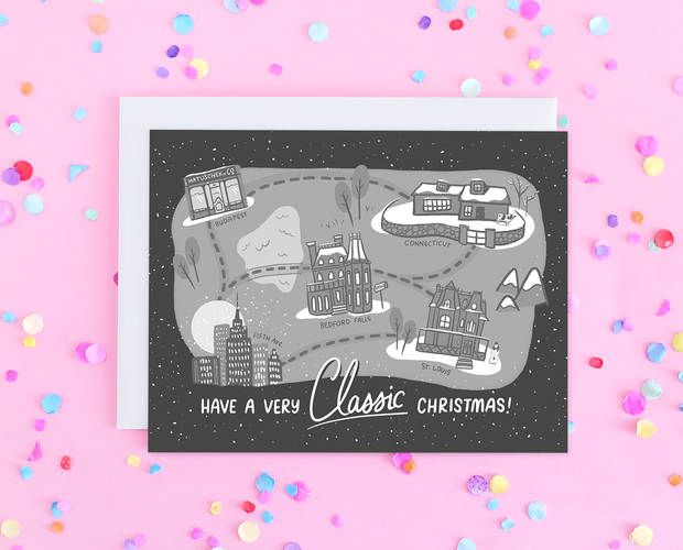 Classic movie map Christmas card