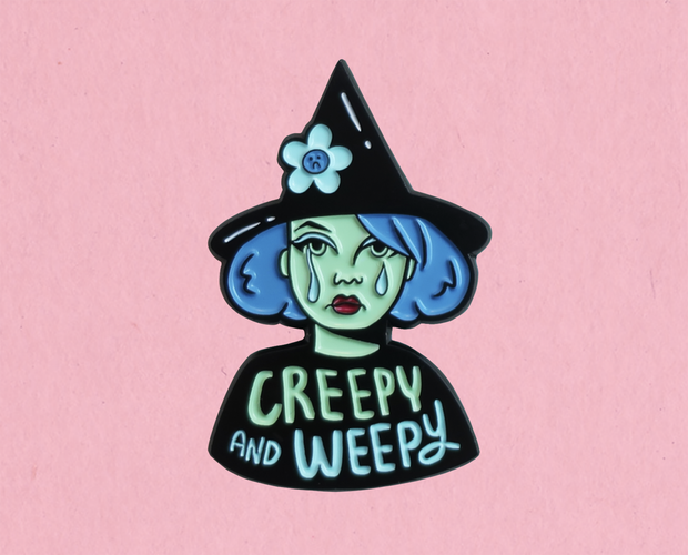 Creepy Pin Creepy and weepy enamel lapel pin – kate gabrielle