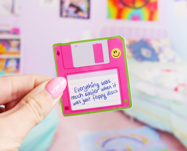 Floppy disc sticker