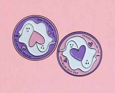 BFF Best Ghost Friends enamel lapel pin set