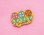 Growth hand painted lapel pin