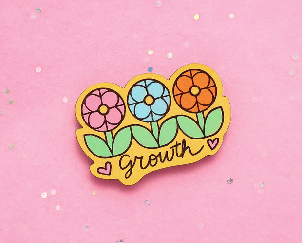 Growth hand painted lapel pin