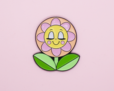 Happy flower enamel lapel pin