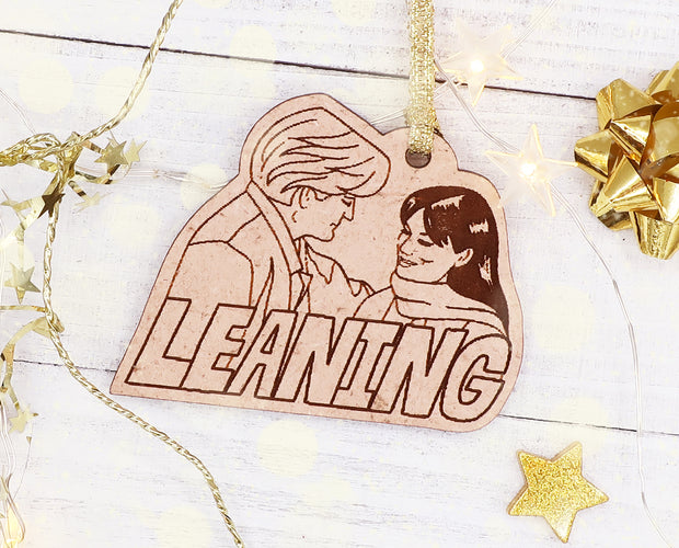 Leaning Christmas ornament