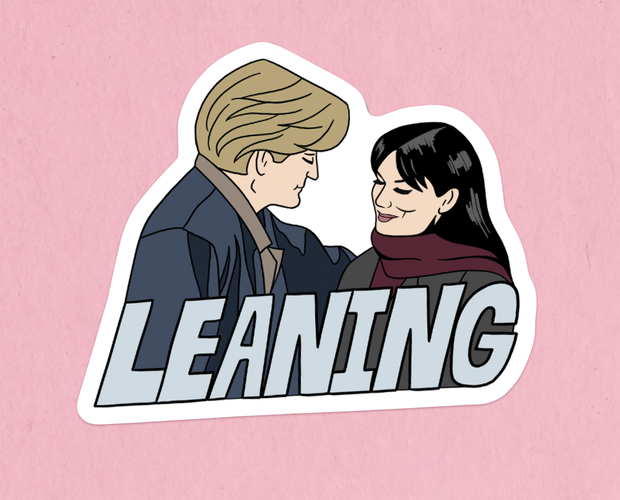 Leaning sticker