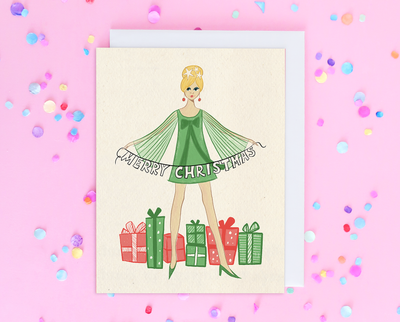 Mod girl Christmas card
