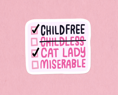 Childfree cat lady checklist sticker