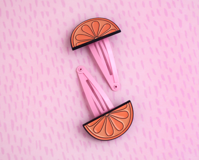 Orange slice hair clip set