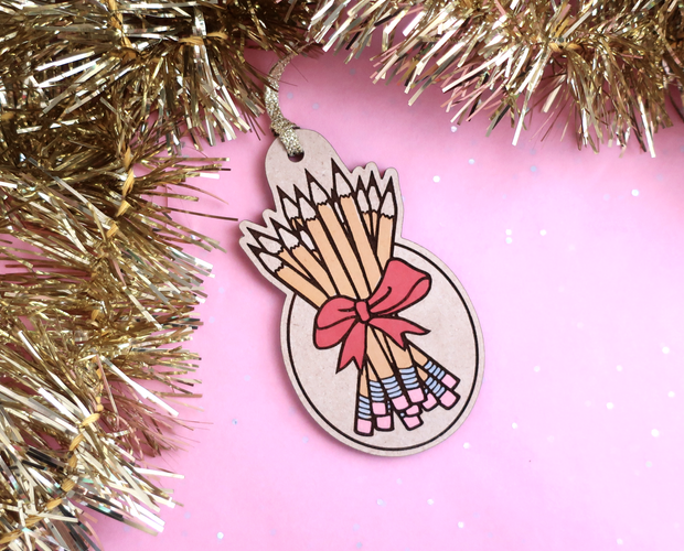 Bouquet of sharpened pencils Christmas ornament