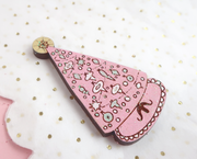 Pink Christmas tree enamel lapel pin
