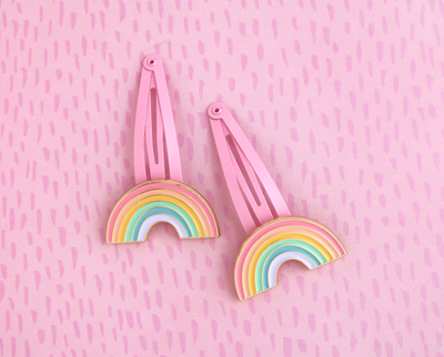Pastel rainbow hair clip set