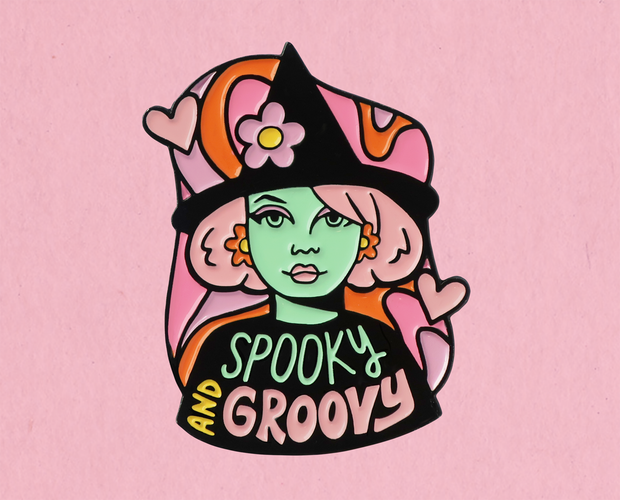 Spooky and Groovy enamel lapel pin