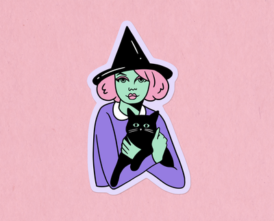 Cat lady witch sticker