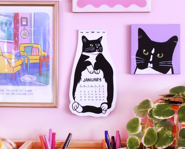 Tuxedo cat 2026 wall calendar