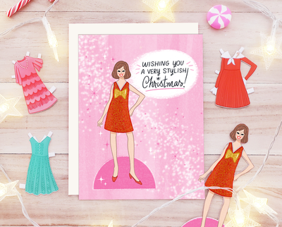 Paper doll Christmas card