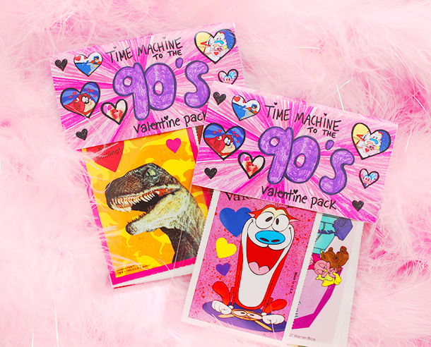 Time Machine to the 90's valentine card pack