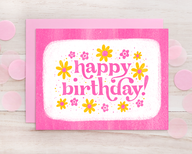 Happy Birthday retro style greeting card