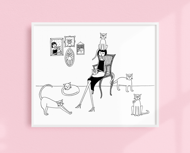 Cat Lady art print