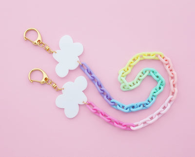 Rainbow clouds face mask chain