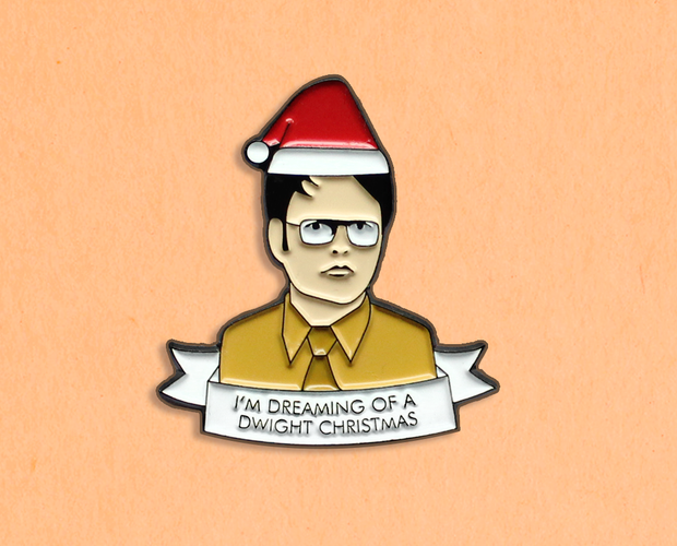Dwight Christmas enamel lapel pin