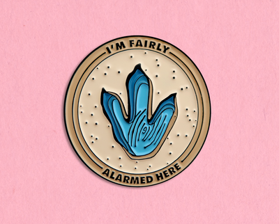 Fairly Alarmed enamel lapel pin