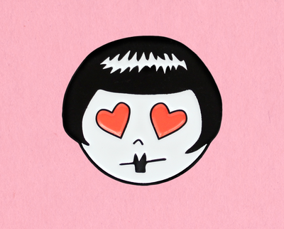 Flapper Doodle heart emoji enamel lapel pin