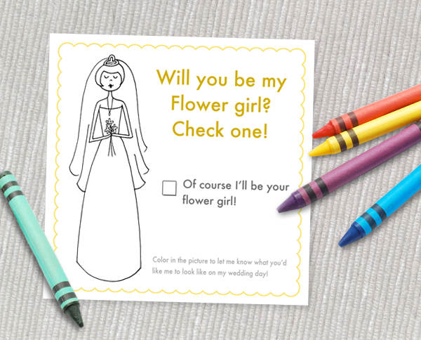 Printable Flower Girl coloring card