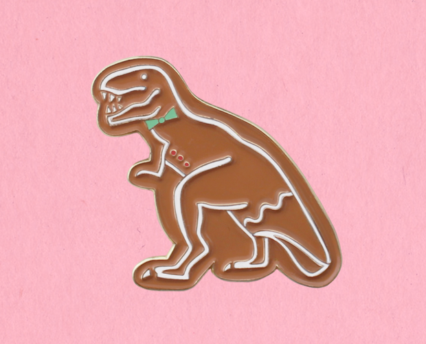 Gingerbread Dinosaur enamel lapel pin