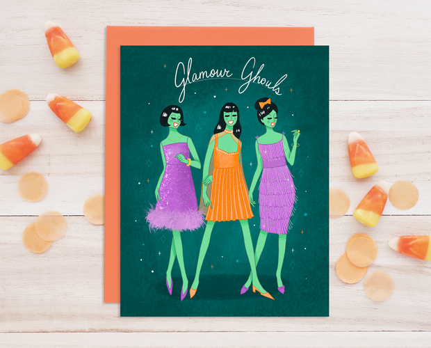 Glamour Ghouls greeting card