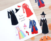 Paper doll Halloween greeting card