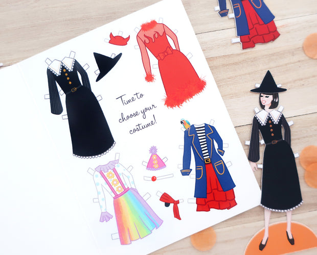 Paper doll Halloween greeting card