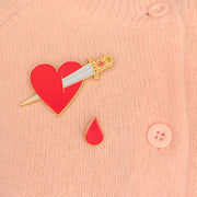 Bleeding heart enamel lapel pin/brooch set