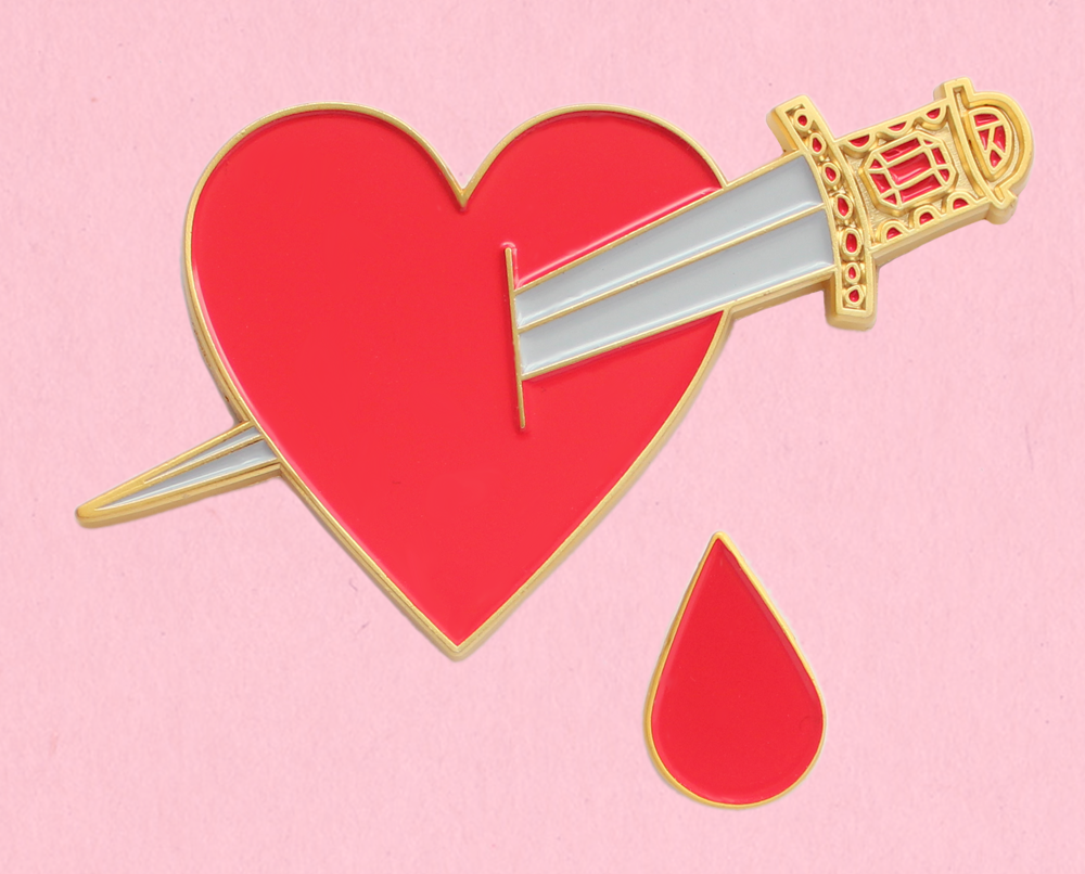 Broche émail Kawaii Cœur Rose Avec Visage – Pin's Mignon, Neuf Sans Emballage