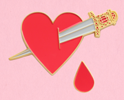 Bleeding heart enamel lapel pin/brooch set