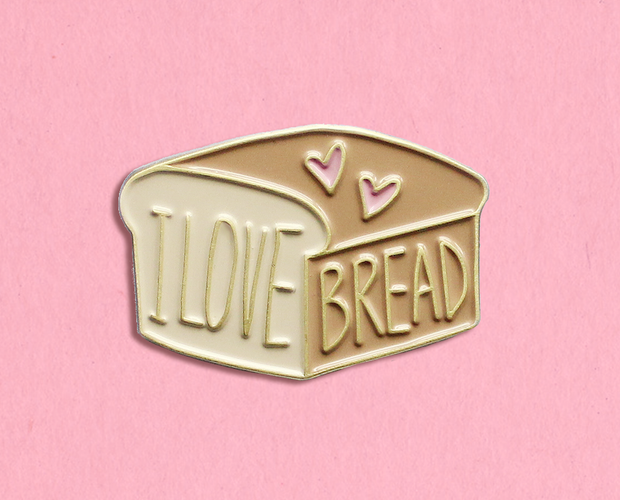 I love bread enamel lapel pin