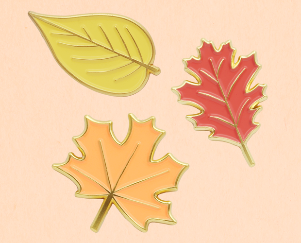 Autumn leaves enamel lapel pin set