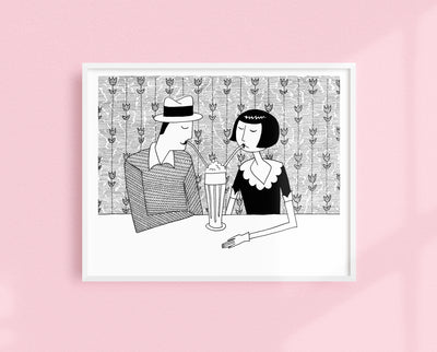 They shared a chocolate shake and some dreams art print