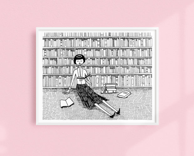 She just wanted to read books and do nothing else art print