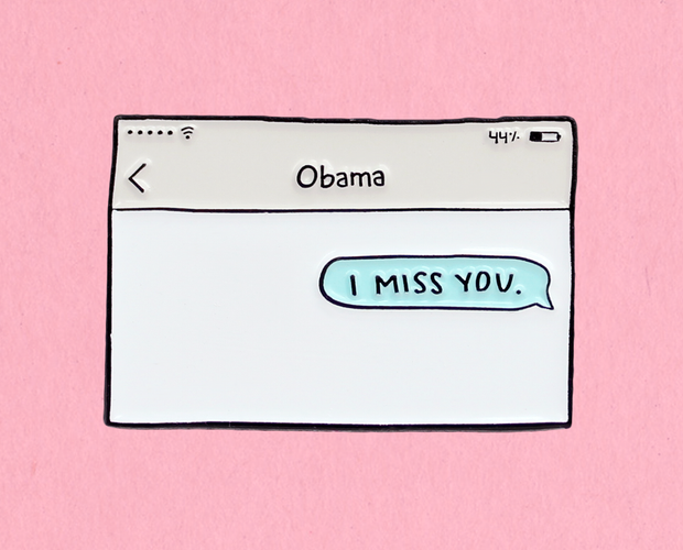 Obama text enamel lapel pin