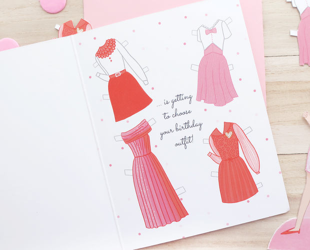 Paper doll Birthday greeting card