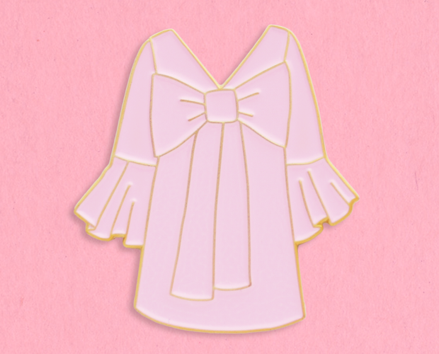 Vintage pink dress enamel lapel pin