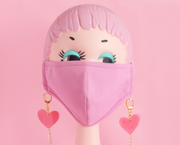 Pink hearts face mask chain